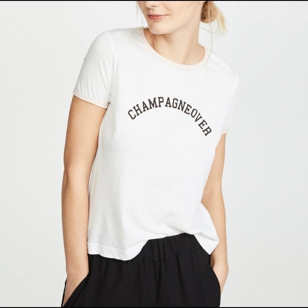 Wildfox NWT Champagneover White Graphic T Shirt